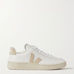 VEJA + NET SUSTAIN V-12 suede-trimmed leather sneakers